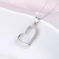 Cubic Zircon Micro Pave 925 Sterling Silver Necklace with 1.18inch extender chain Heart fashion jewelry & micro pave cubic zirconia & for woman nickel lead & cadmium free Length Approx 16.54 Inch Sold By PC