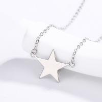 925 Sterling Silver Necklaces, with 1.18inch extender chain, Star, fashion jewelry & for woman, nickel, lead & cadmium free, 17.5x12mm, Length:Approx 16.54 Inch, Sold By PC