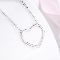 925 Sterling Silver Necklaces with 1.18inch extender chain Heart fashion jewelry & for woman & hollow nickel lead & cadmium free Length Approx 16.54 Inch Sold By PC
