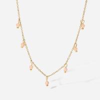 Stainless Steel Jewelry Necklace, 304 Stainless Steel, with Seedbead, with 2.36inch extender chain, 18K gold plated, fashion jewelry & for woman, golden, Sold Per Approx 15.94 Inch Strand