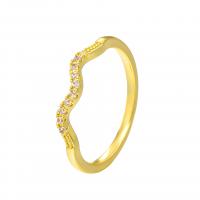 Cubic Zirconia Micro Pave Brass Ring & for woman & with rhinestone golden nickel lead & cadmium free Sold By PC