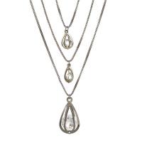 Zinek svetr řetěz náhrdelník, s Krystal, s 2.76inch extender řetězce, tři vrstvy & různé styly pro výběr & pro ženy, nikl, olovo a kadmium zdarma, Délka Cca 17.72 inch, Prodáno By PC