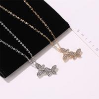 Tibetan Style Jewelry Necklace, Butterfly, plated, fashion jewelry & for woman & with rhinestone, more colors for choice, nickel, lead & cadmium free, 25mm, Sold Per Approx 20.87 Inch Strand