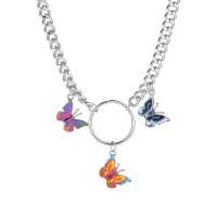 Zinc Alloy smykker halskæde, Butterfly, forgyldt, mode smykker & for kvinde, flere farver til valg, nikkel, bly & cadmium fri, Solgt Per Ca. 14.76 inch Strand