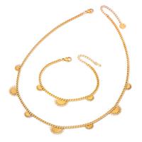 Jewelry Sets, Titanium Steel, with 1.97inch,1.57inch extender chain, plated, fashion jewelry & different styles for choice & for woman, golden, Length:Approx 15.75 Inch, Approx 6.3 Inch, Sold By PC