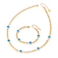 Jewelry Sets, Titanium Steel, with 1.97inch,1.57inch extender chain, 18K gold plated, different styles for choice & for woman & epoxy gel, golden, 8mm, Length:Approx 15.75 Inch, Approx 6.3 Inch, Sold By PC