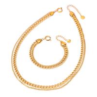Jewelry Sets Titanium Steel with 1.97inch 1.57inch extender chain 18K gold plated Double Layer & for woman golden Length Approx 15.75 Inch Approx 16.93 Inch Approx 6.3 Inch Sold By PC