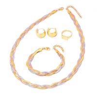 Jewelry Sets finger ring & bracelet & earring & necklace Titanium Steel with 1.97inch 1.57inch extender chain plated 4 pieces & fashion jewelry & for woman Length Approx 15.75 Inch Approx 6.3 Inch Sold By Set