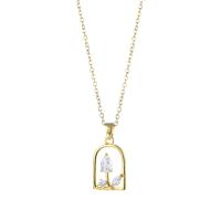 Stainless Steel Jewelry Necklace 304 Stainless Steel with 1.97inch extender chain Vacuum Plating fashion jewelry & micro pave cubic zirconia & for woman golden Sold Per 15.75 Inch Strand