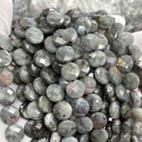 Labradorit Perlen, flache Runde, DIY & verschiedene Größen vorhanden & facettierte, verkauft per ca. 39 cm Strang
