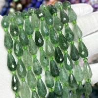 Φυσικό χαλαζία κοσμήματα χάντρες, Strawberry Quartz, Teardrop, DIY & πολύπλευρη, πράσινος, 8x16mm, Sold Per Περίπου 39 cm Strand