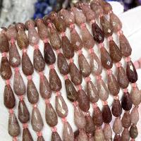 مجوهرات كوارتز الطبيعية الخرز, الفراولة الكوارتز, دمعة, ديي & الأوجه, أحمر, 8x16mm, تباع لكل تقريبا 39 سم حبلا