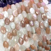 Moonstone Beads, Orange Moonstone, Flad Oval, du kan DIY & facetteret, 8x12mm, Solgt Per Ca. 39 cm Strand