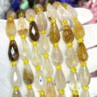 Natürlicher Citrin Perlen, Gelbquarz Perlen, Tropfen, DIY & facettierte, 8x16mm, verkauft per ca. 39 cm Strang