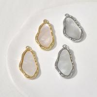 Brass Jewelry Pendants, with Shell, plated, fashion jewelry & DIY, more colors for choice, nickel, lead & cadmium free, 26.70x14.50mm, Sold By PC