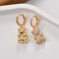 Cubic Zirconia Brass Pendants with Cubic Zirconia Bear plated fashion jewelry & DIY nickel lead & cadmium free Sold By PC