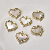 Brass Jewelry Pendants with White Lip Shell Heart gold color plated fashion jewelry & DIY nickel lead & cadmium free Sold By PC