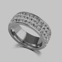 Rhinestone Stainless Steel Finger Ring 304 Stainless Steel Vacuum Ion Plating Unisex & with rhinestone 8MM Sold By PC