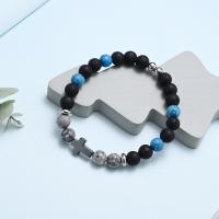 Gemstone Armbånd, Zinc Alloy, med turkis & Kort sten, mode smykker & Unisex, Længde Ca. 20 cm, Solgt af PC