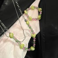Conjuntos de joyería de aleación de zinc, con Cristal de murano, hecho a mano, diferentes estilos para la opción & para mujer, verde, Vendido por UD