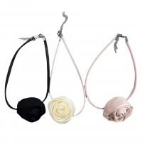 Fashion Choker Necklace Cloth with Zinc Alloy petals handmade for woman Sold By PC