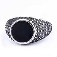 Titantium Steel δάχτυλο του δακτυλίου, Titanium Steel, επιχρυσωμένο, διαφορετικό μέγεθος για την επιλογή & για τον άνθρωπο & εποξική αυτοκόλλητο, μαύρος, Sold Με PC