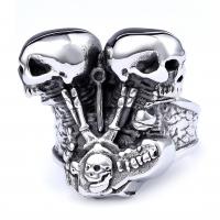 Titanium Steel Finger Ring Skull plated Unisex original color Sold By PC