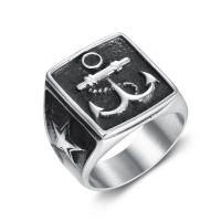 Titanium Steel Finger Ring, Anchor, polished, different size for choice & for man, black, Sold By PC