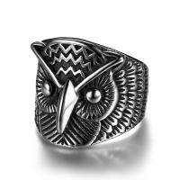 Titanium Steel Finger Ring, Owl, polished, different size for choice & for man, black, Sold By PC