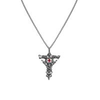Titanium Steel Necklace Sword for man & with rhinestone original color Length Approx 23.6 Inch Sold By PC