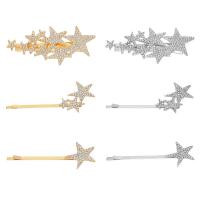 Zinc Alloy Hair Slide Star plated & for woman & with rhinestone 75-80mm Sold By PC