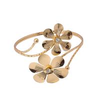 Tibetan Style Arm Bangle, Flower, plated, adjustable & for woman & with rhinestone, more colors for choice, 93x80mm, Sold By PC