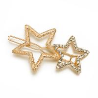 Zinc Alloy Hair Slide Star plated for woman & with rhinestone & hollow Sold By PC