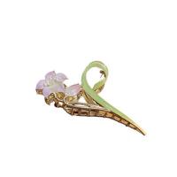 Zinklegierung Haarklammer, mit Kunststoff Perlen, Blume, goldfarben plattiert, Einbrenn-Lack & für Frau, keine, 115mm, verkauft von PC