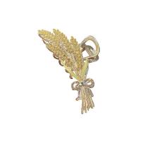 Tibetan Style Hair Claw Clip, Wheat, gold color plated, for woman & with rhinestone, 115mm, Sold By PC