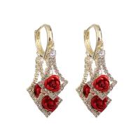 Zinc Alloy Drop Earring with Resin plated micro pave cubic zirconia & for woman Sold By Pair