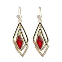 Tibetan Style Drop Earring, with Crystal, Rhombus, gold color plated, fashion jewelry & for woman & with rhinestone & hollow, more colors for choice, 20x55mm, Sold By Pair