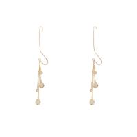 Zinc Alloy Tassel Earring with Cats Eye gold color plated fashion jewelry & for woman Sold By Pair
