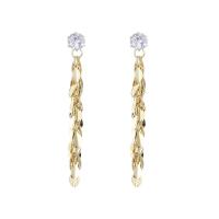Zinc Alloy Drop Earring Wheat gold color plated micro pave cubic zirconia & for woman Sold By Pair