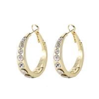 alliage de zinc boucle d'oreille cercle, Placage, bijoux de mode & pour femme & avec strass, plus de couleurs à choisir, 28x28mm, Vendu par paire