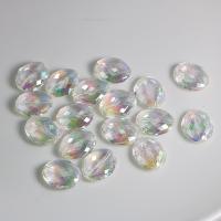 Plated Acrylic Beads, Flat Oval, DIY & faceted, clear, 20x16mm, Approx 100PCs/Bag, Sold By Bag