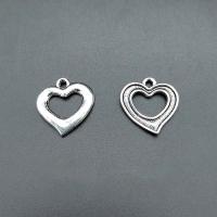 Tibetan Style Heart Pendants, antique silver color plated, vintage & DIY & hollow, nickel, lead & cadmium free, 19x19mm, Approx 100PCs/Bag, Sold By Bag