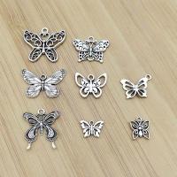 Acrylic Pendants Zinc Alloy Butterfly antique silver color plated vintage & DIY & hollow nickel lead & cadmium free Approx Sold By Bag
