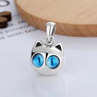 925 Sterling Silver Pendant Cat Antique finish DIY nickel lead & cadmium free 20mm Sold By PC