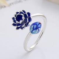 925 Sterling Silver Finger Rings, Flower, Antique finish, fashion jewelry & for woman & epoxy gel, nickel, lead & cadmium free, 16mm, Sold By PC