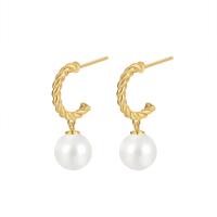 Brass Stud Earring, with Plastic Pearl, plated, fashion jewelry & for woman, more colors for choice, nickel, lead & cadmium free, 10x28mm, Sold By Pair