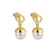 Brass Stud Earring, with Plastic Pearl, plated, fashion jewelry & for woman, more colors for choice, nickel, lead & cadmium free, 10x16mm, Sold By Pair