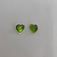 Zinc Alloy Stud Earring with Acrylic Heart fashion jewelry & for woman green nickel lead & cadmium free Sold By Pair