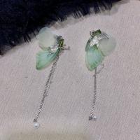 Zinc Alloy Earring Clip with Chiffon Butterfly plated fashion jewelry & for woman nickel lead & cadmium free Sold By Pair