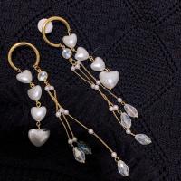 asymmetrische Ohrringe, Zinklegierung, mit Kunststoff Perlen, plattiert, Modeschmuck & verschiedene Stile für Wahl & für Frau, frei von Nickel, Blei & Kadmium, verkauft von Paar
